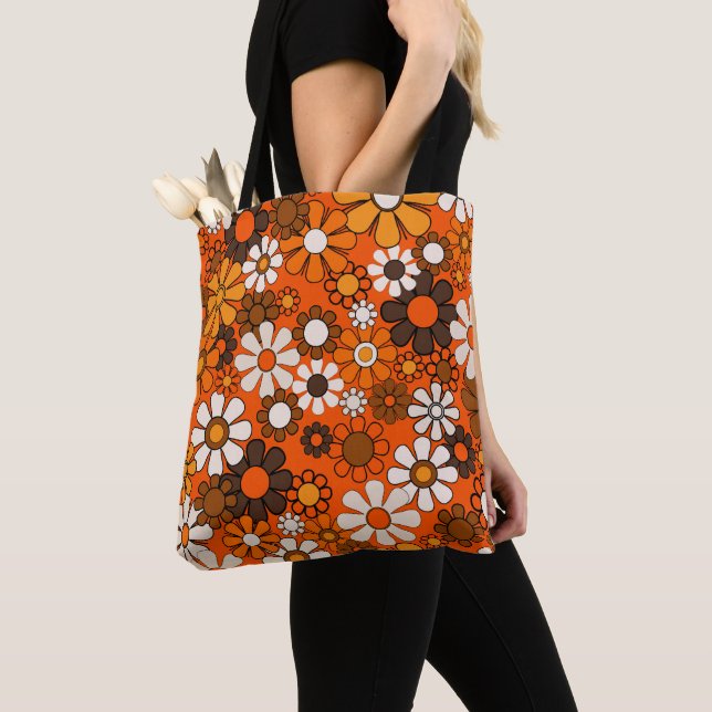 70er Retro Blumen Braun Orange Boho (Von Nahem)