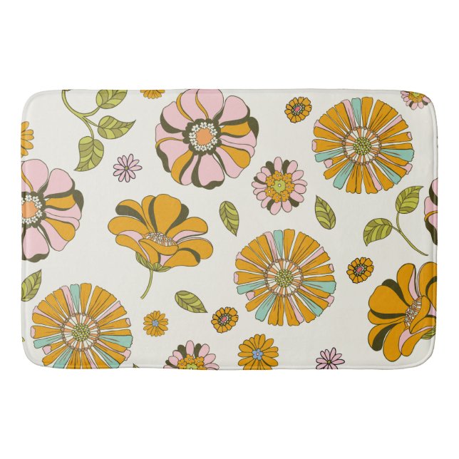 70er Retro-Blumenmuster Badematte (Vorderseite)