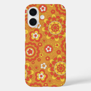 70er Retro-Blumenmuster iPhone 16 Hülle