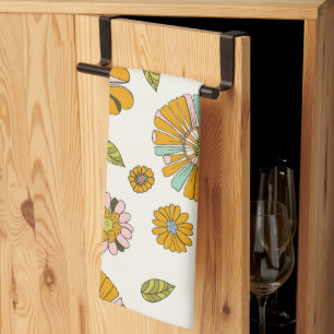 70er Retro-Blumenmuster Geschirrtuch