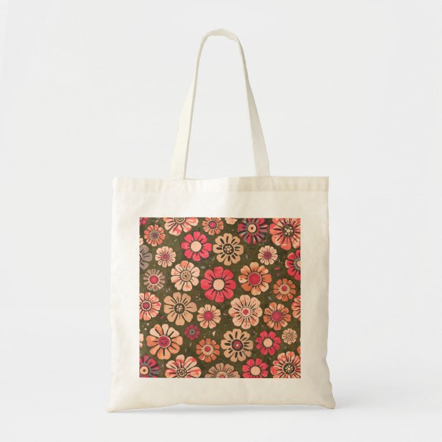 70er Retro-Blumenmuster-Tasche  Tragetasche (Vorne)