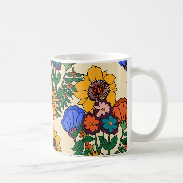 70er Retro Blumenperle - Mittelalter Moderne Kaffeetasse (Rechts)