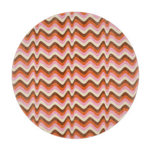 70er Retro Braun Rosa Wellen Schneidebrett