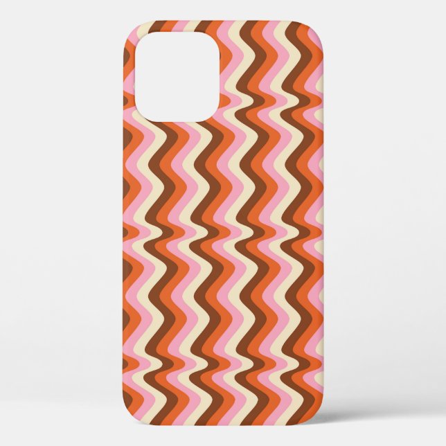 70er Retro Brown Pink Waves Case-Mate iPhone Hülle (Rückseite)