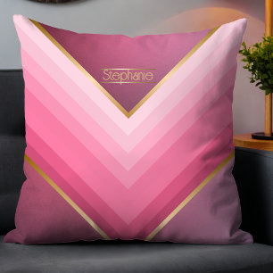 70er Retro Chic Rosa und Gold Personalisiert Kissen