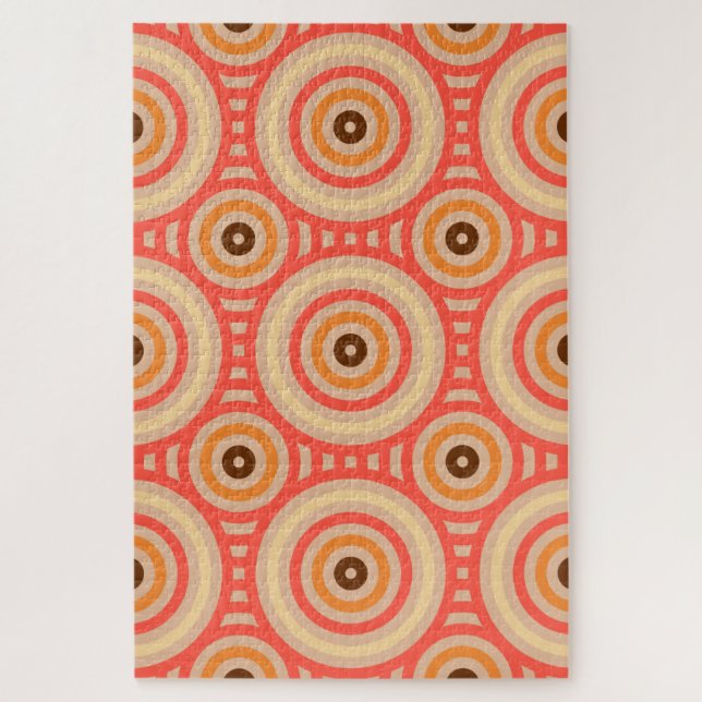 70er Retro Circular Geometric Pattern. Puzzle (Vertikal)