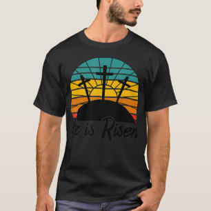 70er Retro Er ist Rised Jesus Christliche Kreuzrel T-Shirt