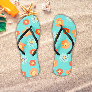 70er Retro farbenfrohe Blumenläden Flip Flops