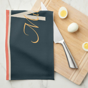 70er Retro farbige Stripnamen und Monogramm Geschirrtuch