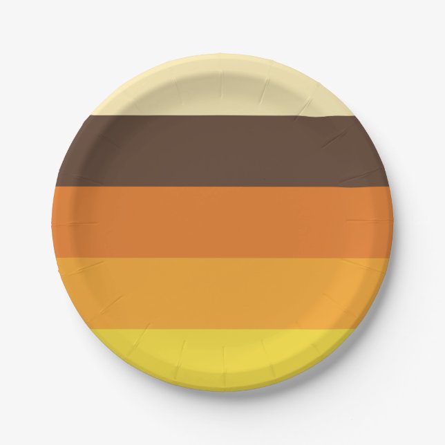 70er Retro gestreiftes Farbmuster Pappteller (Vorderseite)