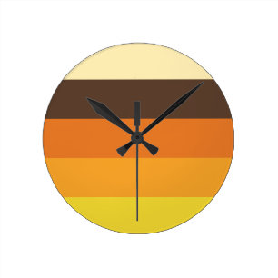 70er Retro gestreiftes Farbmuster Runde Wanduhr
