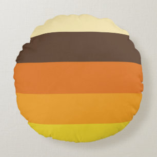 70er Retro gestreiftes Farbmuster Rundes Kissen
