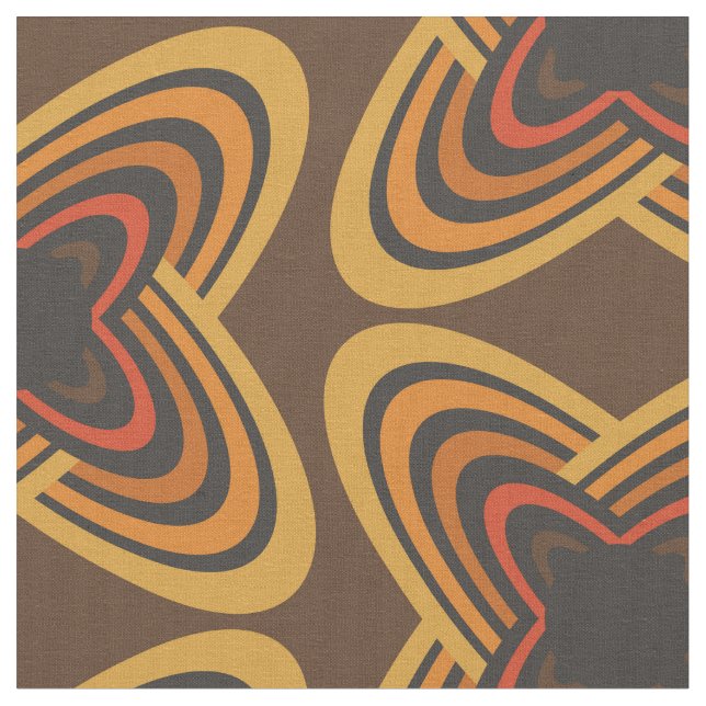70er Retro Groovy Gold Brown Spirals Stoff (Nahaufnahme)