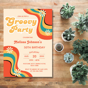 70er Retro Groovy Party Daisies Blume Geburtstag Einladung