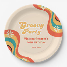 70er Retro Groovy Party Daisies Blume Geburtstag Pappteller
