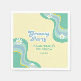 70er Retro Groovy Party Daisies Yellow Birthday Serviette