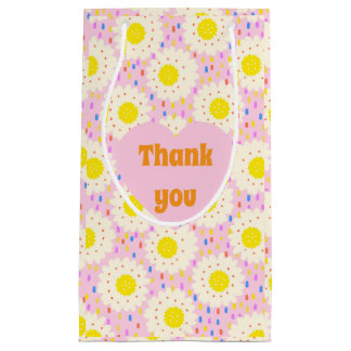 70er Retro Groovy Pink Gänseblümchen Blumenmuster Kleine Geschenktüte