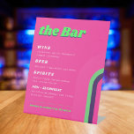 70er Retro Groovy Rainbow Wedding Bar Drink Menu Sockelschild<br><div class="desc">Dieses lebendige,  lustige Getränkedosenschild würde Ihre Hochzeitsvorräte perfekt ergänzen! Ändern Sie den Text einfach,  indem Sie auf die Option "Personalisieren" klicken.</div>