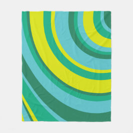 70er Retro Groovy Wave Rainbow Aquamarin Green Fleecedecke