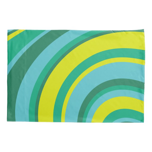 70er Retro Groovy Wave Rainbow Aquamarin Green Kissenbezug (Rückseite)