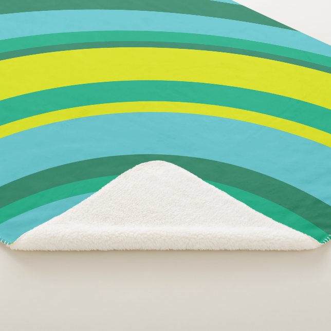 70er Retro Groovy Wave Rainbow Aquamarin Green Sherpadecke (3/4)