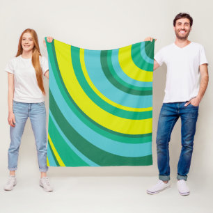 70er Retro Groovy Wave Regenbogen Türkis Grün Fleecedecke
