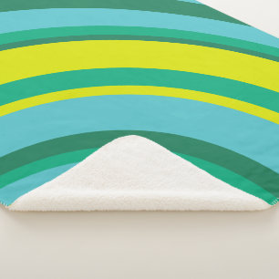 70er Retro Groovy Wave Regenbogen Türkis Grün Sherpadecke