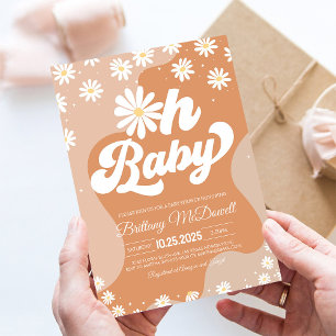 70er Retro Hippie Boho Groovy Babyparty-Einladung Einladung