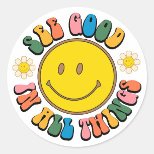 70er Retro Hippie Sublimation Bundle Runder Aufkleber