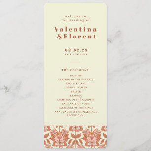 70er Retro Inspiriert Orange Wedding Program Programm