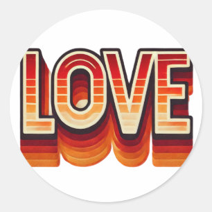 70er Retro LIEBE Stickers