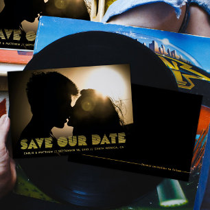 70er Retro Lined Typ Save the Date Aufforderung Folieneinladung