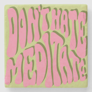 70er Retro: Motivierend Poster "Meditate" Steinuntersetzer
