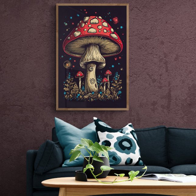 70er Retro Mushroom AI Art | Psychedelisch Vintag Poster (Von Creator hochgeladen)