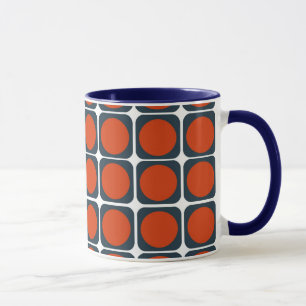 70er Retro Muster in Orange u. in Blauem Tasse