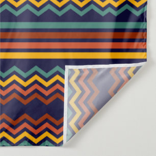 70er Retro Navy- und Senf-Boho-Chevron-Streifen Wandteppich