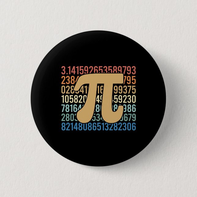 70er Retro Pi Day Math Gleichung Zahlen Lehrer Stu Button (Vorderseite)
