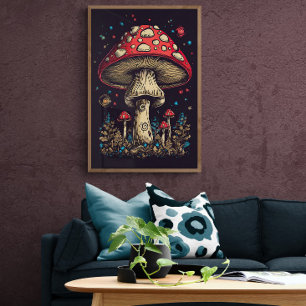 70er Retro-Pilz-Kunst Psychedelisch Vintage Poster