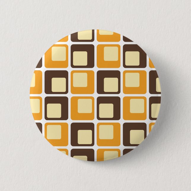 70er Retro-Quadratmuster Button (Vorderseite)