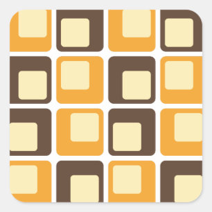 70er Retro-Quadratmuster Quadratischer Aufkleber