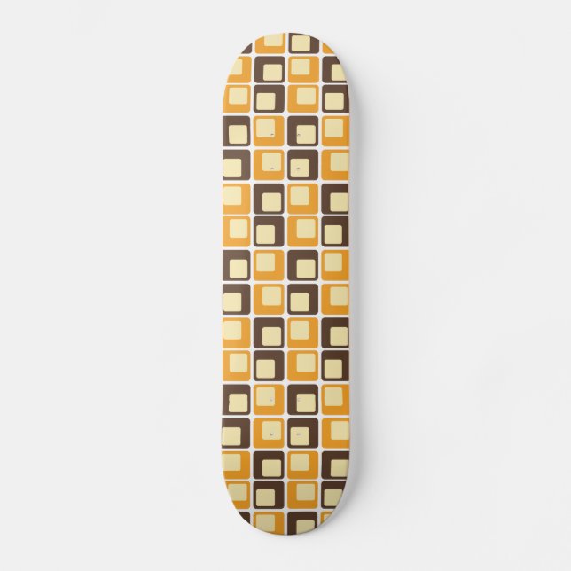 70er Retro-Quadratmuster Skateboard (Vorderseite)