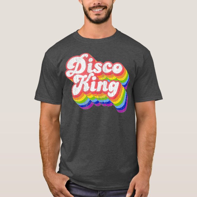 70er Retro Rainbow Disco King T-Shirt (Vorderseite)