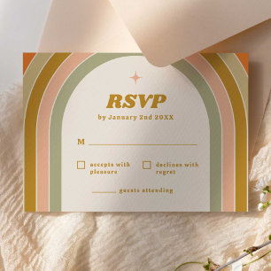 70er Retro-Regenbogen Groovy Hochzeits-RSVP RSVP Karte