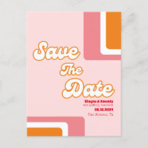 70er Retro-Rosa Orange Groovy Save-the-Date