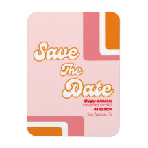70er Retro Rosa Orangenhain Save the Date rot