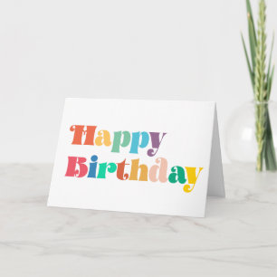 70er Retro-Schrift bunt Alles Gute zum Geburtstag Karte