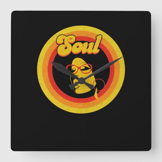 70er Retro Soul Music Gerne Soul Music Quadratische Wanduhr (Vorderseite)