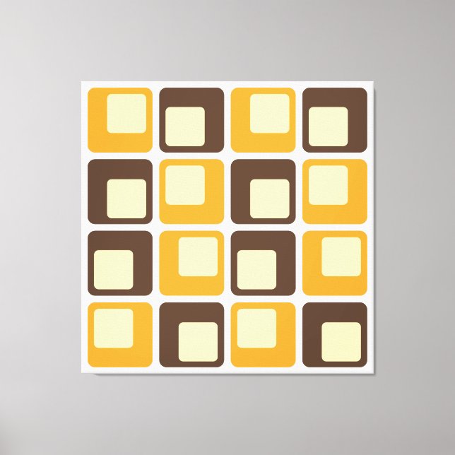 70er Retro Square Shapes Leinwanddruck (Vorderseite)