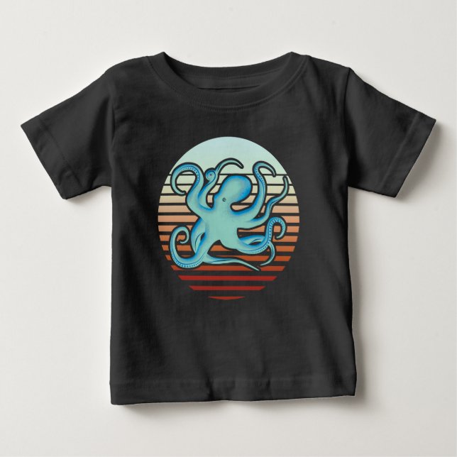 70er Retro Style Octopus Baby T-shirt (Vorderseite)