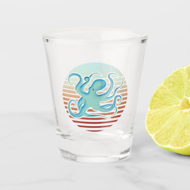 70er Retro Style Octopus Schnapsglas (Vorderseite)